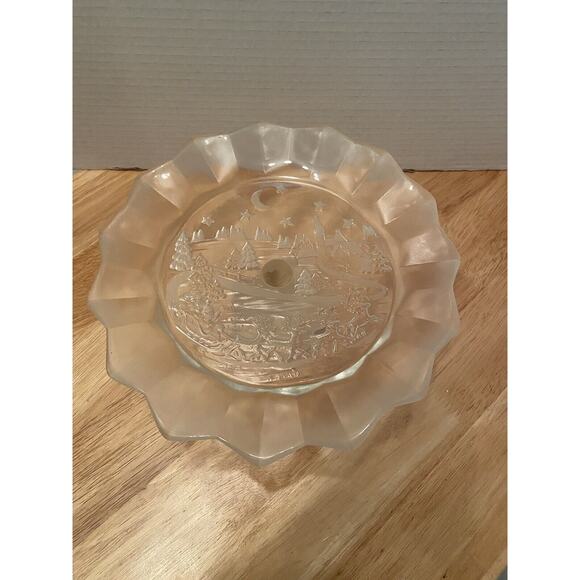 Mikasa Holiday Classic Winter Dreams Crystal Footed BON BON Cake Platter 9 1/4" - Picture 1 of 9